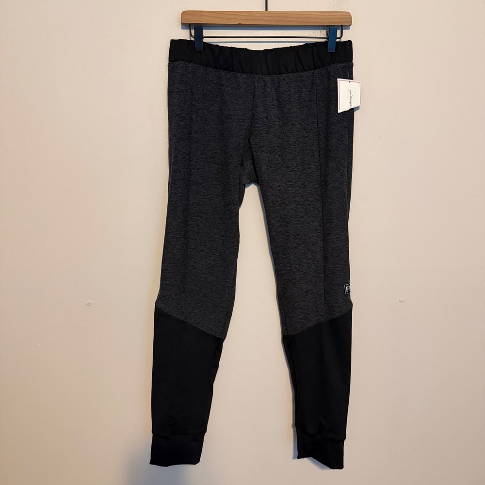 NWT FLEO Leggings Womens Large Gray Black Colorblock High Rise CrossFit Gym